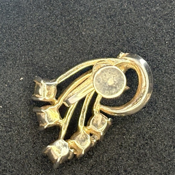 Vintage Flower Rhinestone Bouquet Screw back earrings Blue Red Stones Gold Tone - Picture 4 of 11